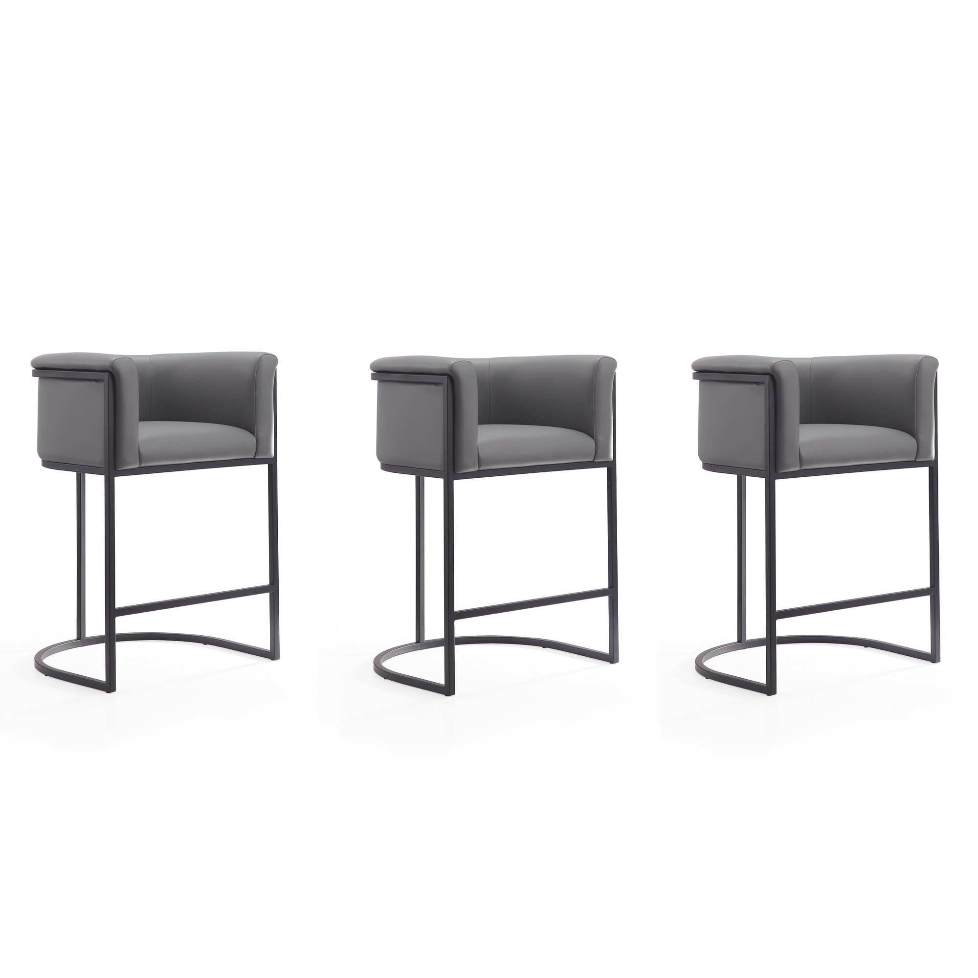 Manhattan Comfort, Cosmopolitan 33.8in. Grey Metal Stool Set of 3 Primary Color Gray, Included (qty.) 3 Model# 3-CS008